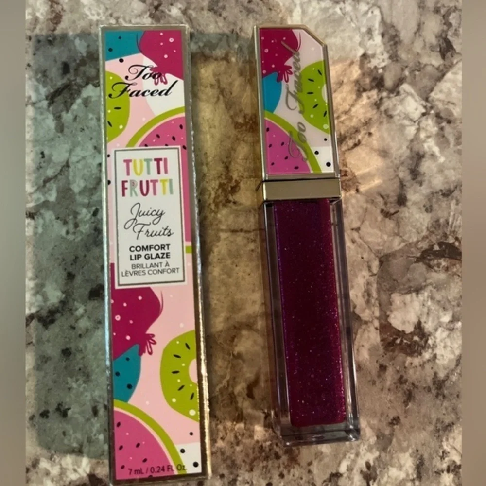 Too Faced Juicy Fruits Lip Gloss Glaze “Plum Crazy!” 7ml/0.24 oz NEW With Box